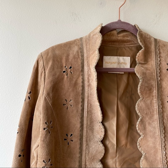 Margaret Godfrey Vintage Laser Cutout Suede Leather Jacket - Picture 4 of 11